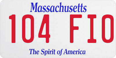 MA license plate 104FI0