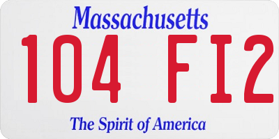 MA license plate 104FI2