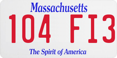 MA license plate 104FI3