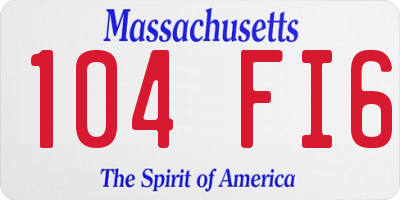 MA license plate 104FI6