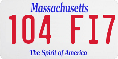 MA license plate 104FI7