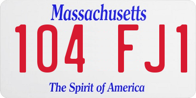 MA license plate 104FJ1