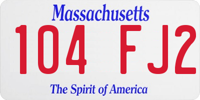 MA license plate 104FJ2