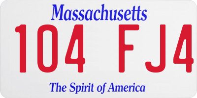 MA license plate 104FJ4
