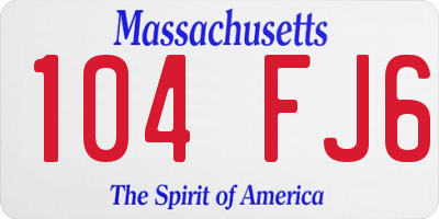 MA license plate 104FJ6