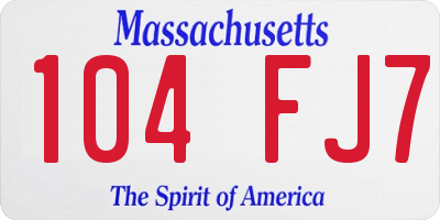 MA license plate 104FJ7