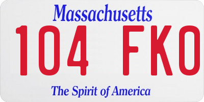 MA license plate 104FK0