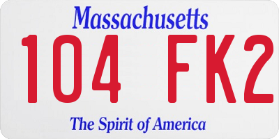 MA license plate 104FK2
