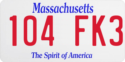 MA license plate 104FK3