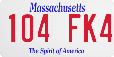 MA license plate 104FK4