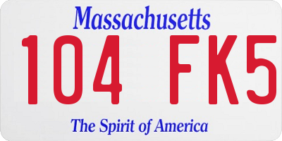 MA license plate 104FK5