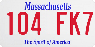 MA license plate 104FK7