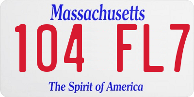 MA license plate 104FL7