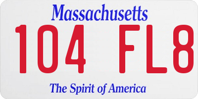 MA license plate 104FL8