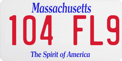 MA license plate 104FL9