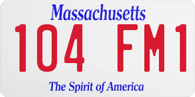 MA license plate 104FM1