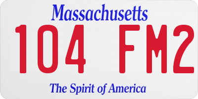 MA license plate 104FM2