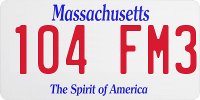 MA license plate 104FM3