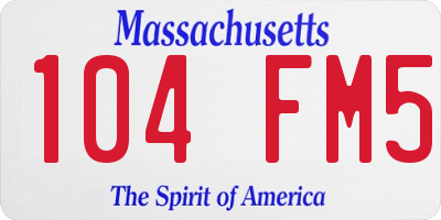 MA license plate 104FM5