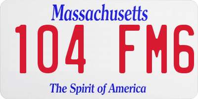 MA license plate 104FM6