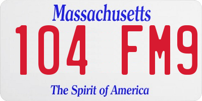 MA license plate 104FM9