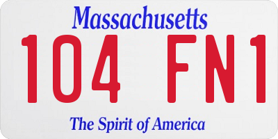 MA license plate 104FN1