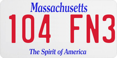 MA license plate 104FN3