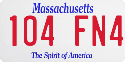 MA license plate 104FN4