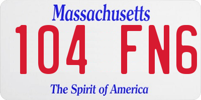 MA license plate 104FN6