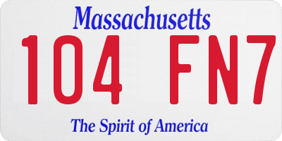 MA license plate 104FN7