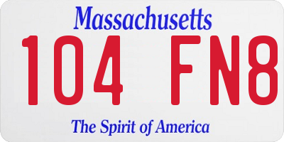 MA license plate 104FN8