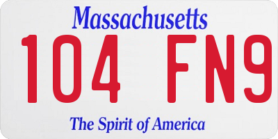 MA license plate 104FN9