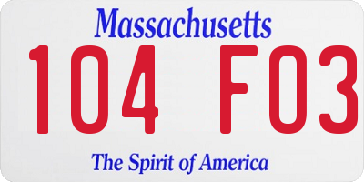 MA license plate 104FO3