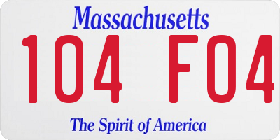 MA license plate 104FO4