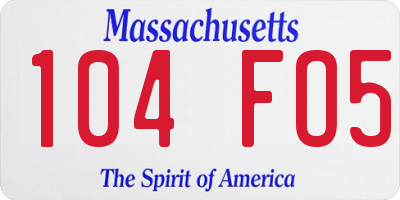 MA license plate 104FO5