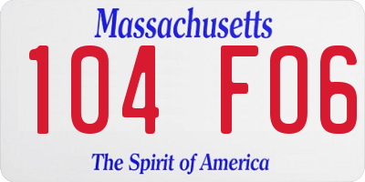 MA license plate 104FO6