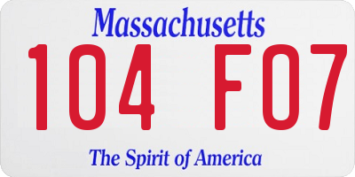 MA license plate 104FO7