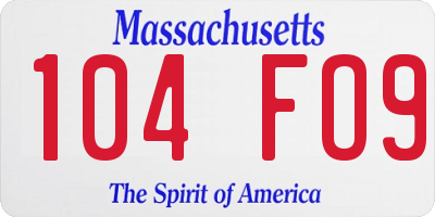 MA license plate 104FO9