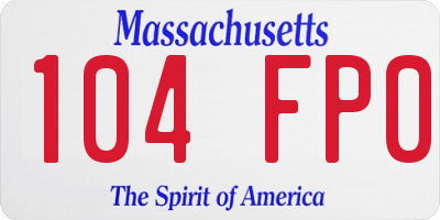MA license plate 104FP0