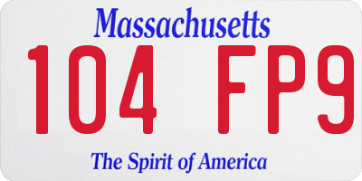 MA license plate 104FP9