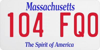 MA license plate 104FQ0