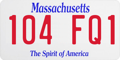 MA license plate 104FQ1
