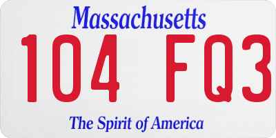 MA license plate 104FQ3