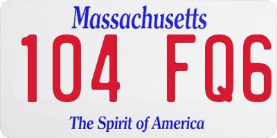 MA license plate 104FQ6