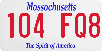 MA license plate 104FQ8