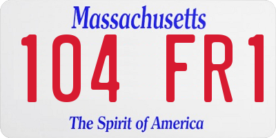 MA license plate 104FR1