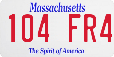 MA license plate 104FR4