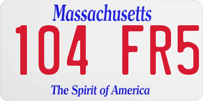 MA license plate 104FR5