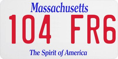MA license plate 104FR6