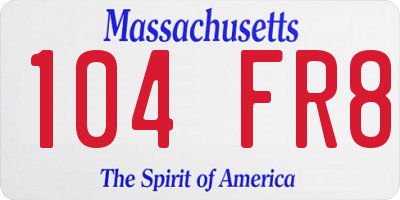 MA license plate 104FR8
